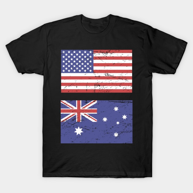United States Flag & Australia Flag T-Shirt by Wizardmode